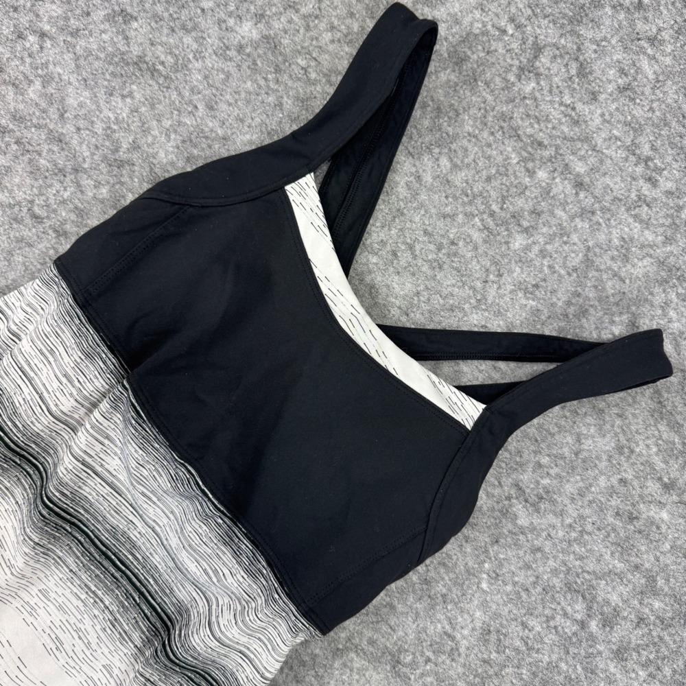 Athleta Womens Small Black White Striped Crossback Athletic Tank Top Camisole